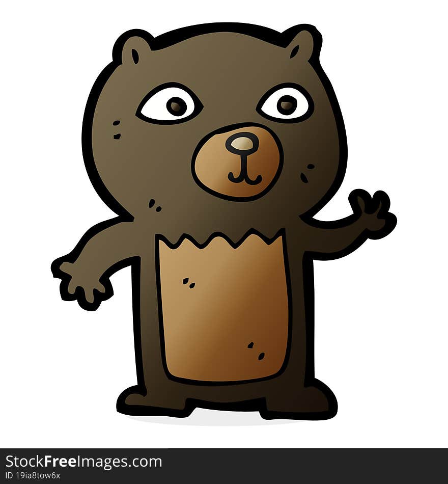 cartoon waving black bear cub