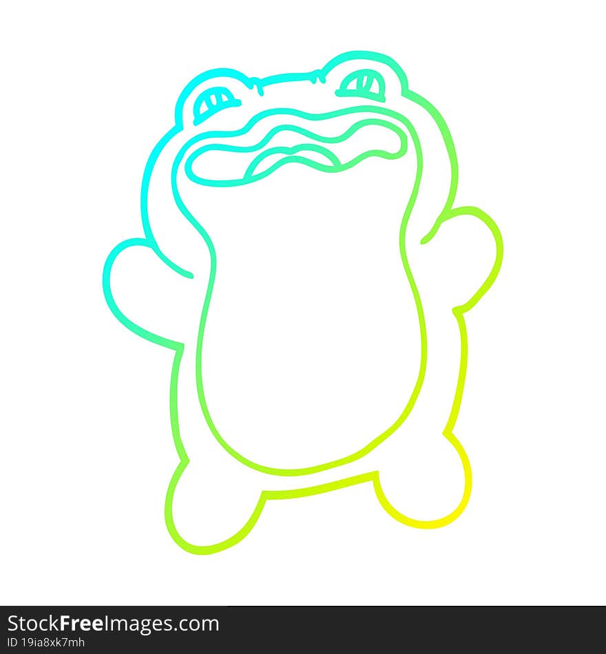 cold gradient line drawing funny cartoon frog