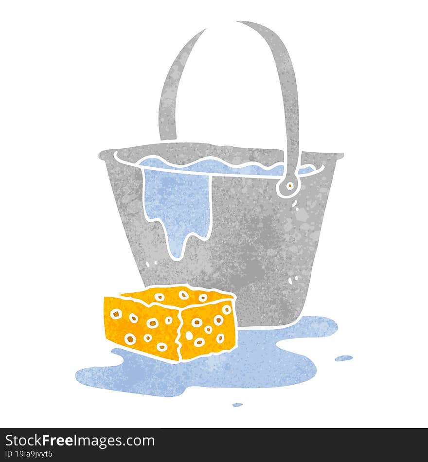 Retro Cartoon Bucket Of Soapy Water