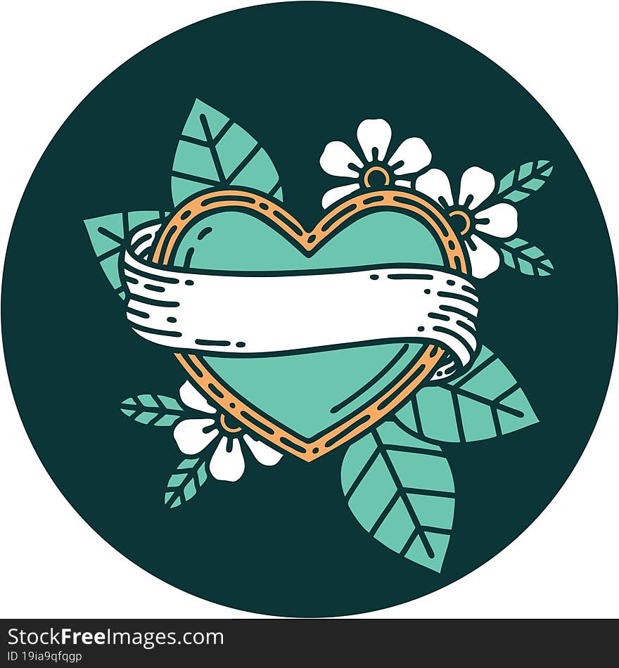 Tattoo Style Icon Of A Heart And Banner