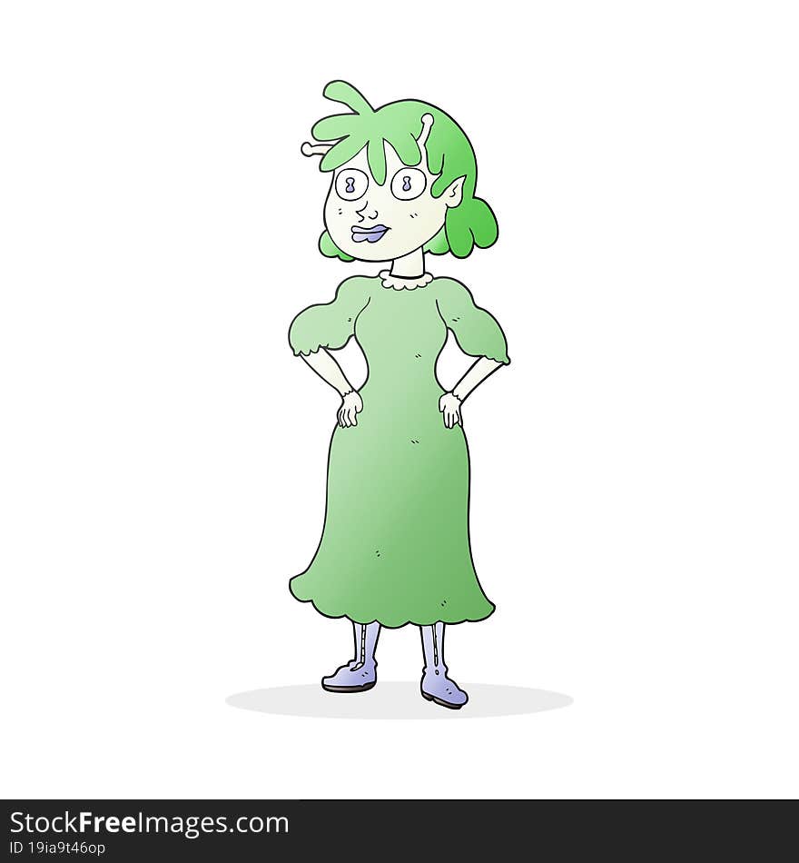 cartoon alien woman