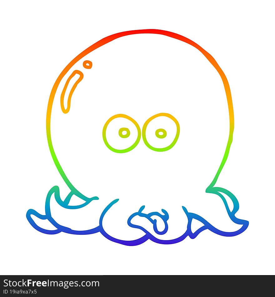 rainbow gradient line drawing of a cartoon octopus