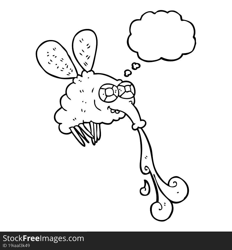 freehand drawn thought bubble cartoon gross fly