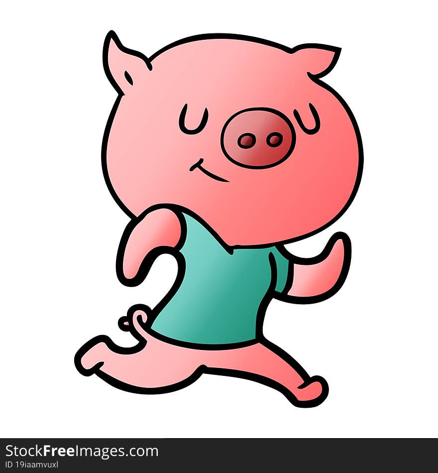 happy cartoon pig running. happy cartoon pig running