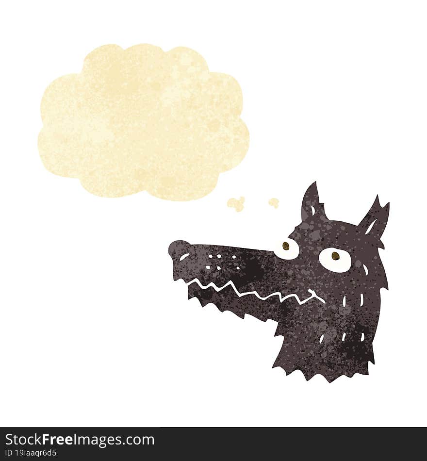 Cartoon Wolf Head With Thought Bubble