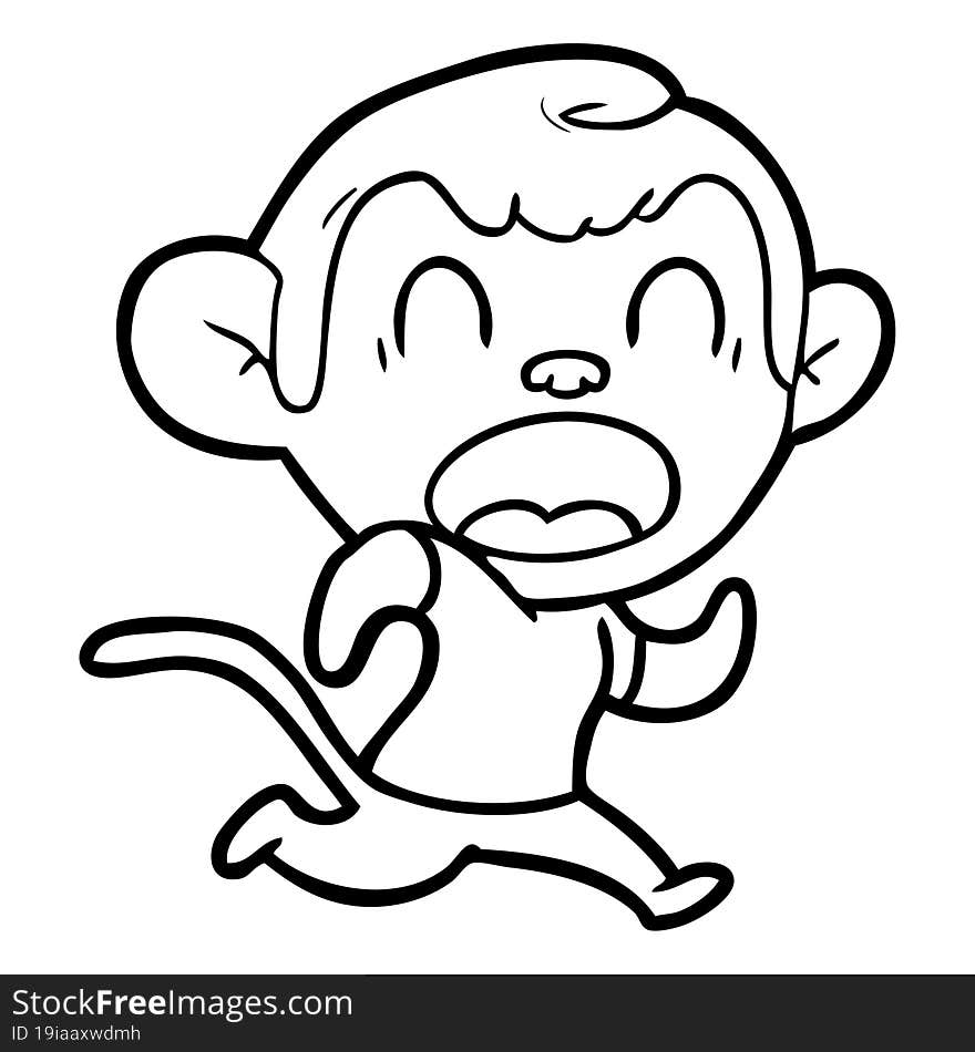 shouting cartoon monkey running. shouting cartoon monkey running