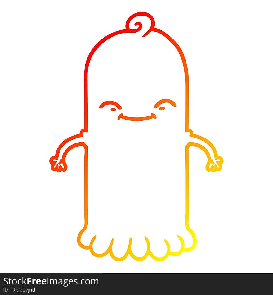 warm gradient line drawing of a cartoon ghost