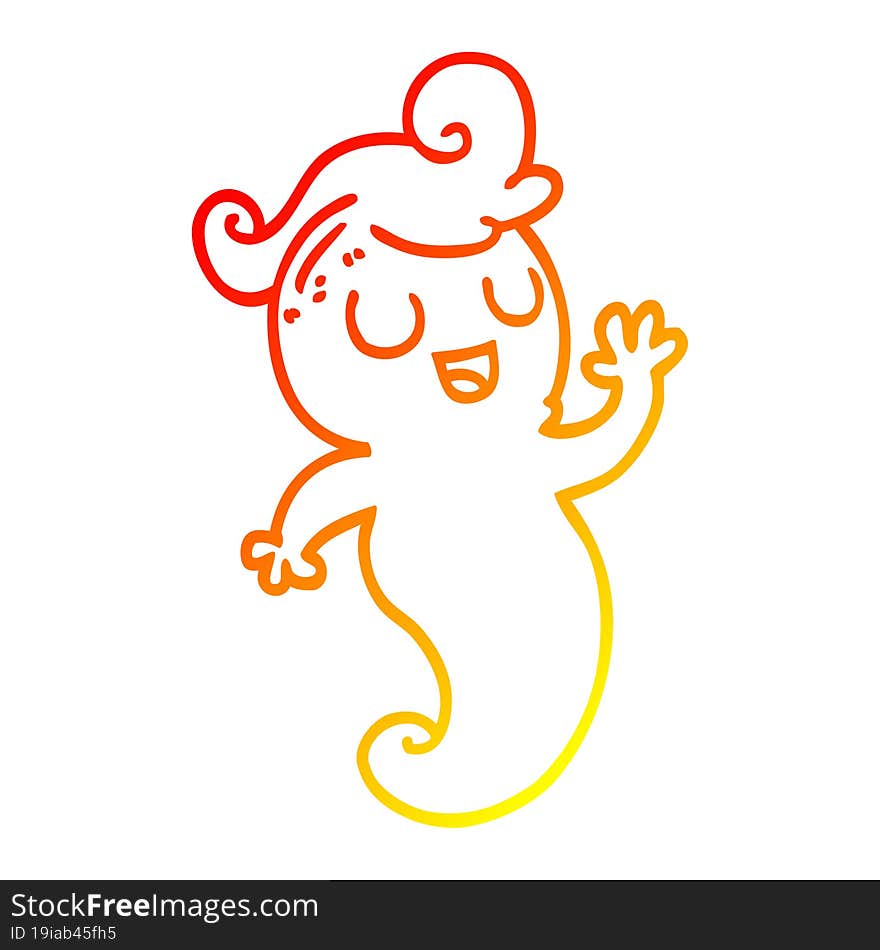 warm gradient line drawing of a cartoon ghost