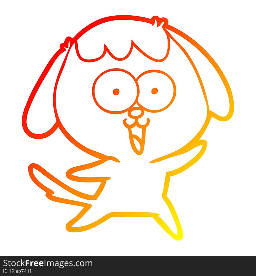 Warm Gradient Line Drawing Cute Cartoon Dog