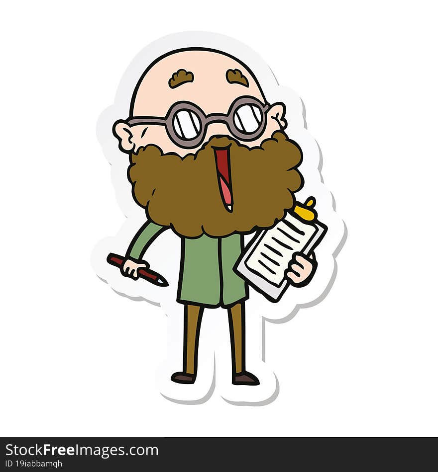 sticker of a cartoon joyful man with beard