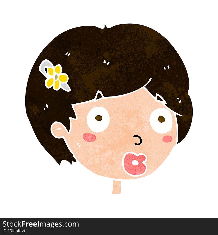 cartoon surprised female face