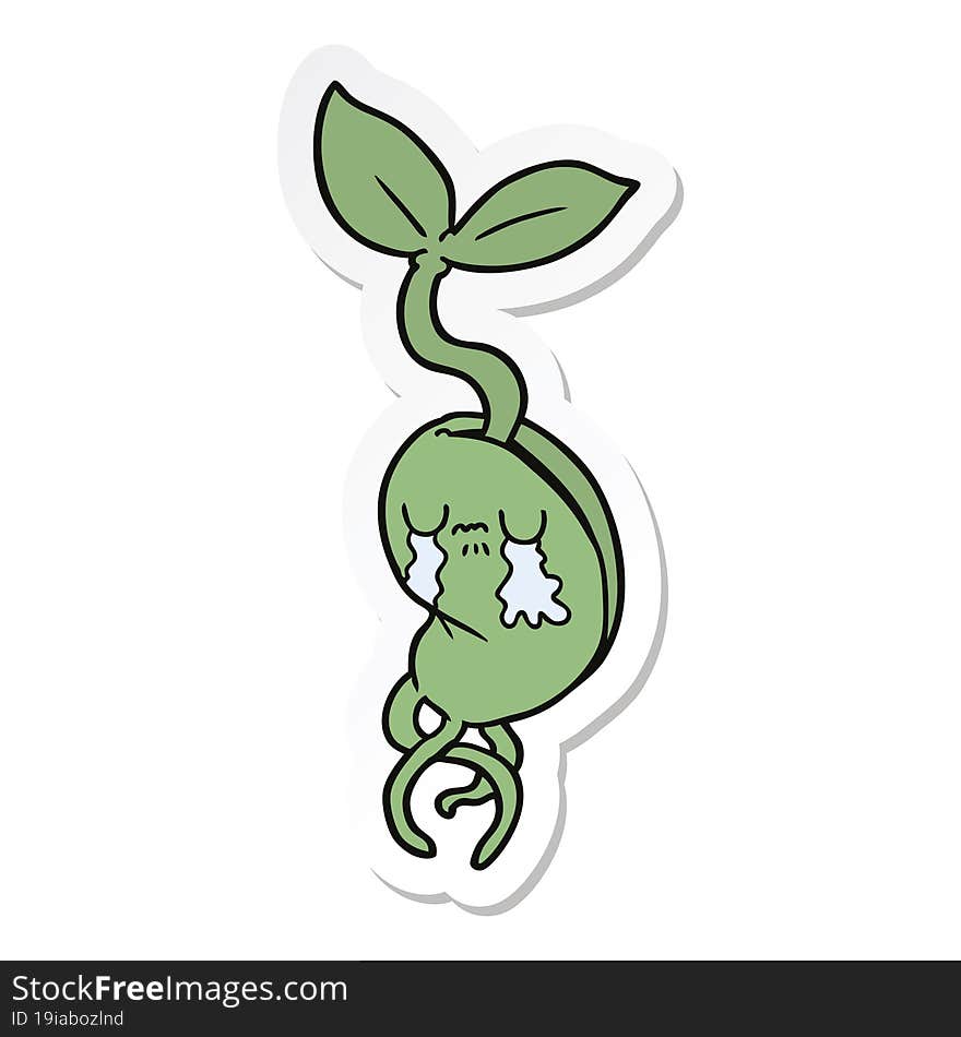 Sticker Of A Cartoon Sprouting Seedling