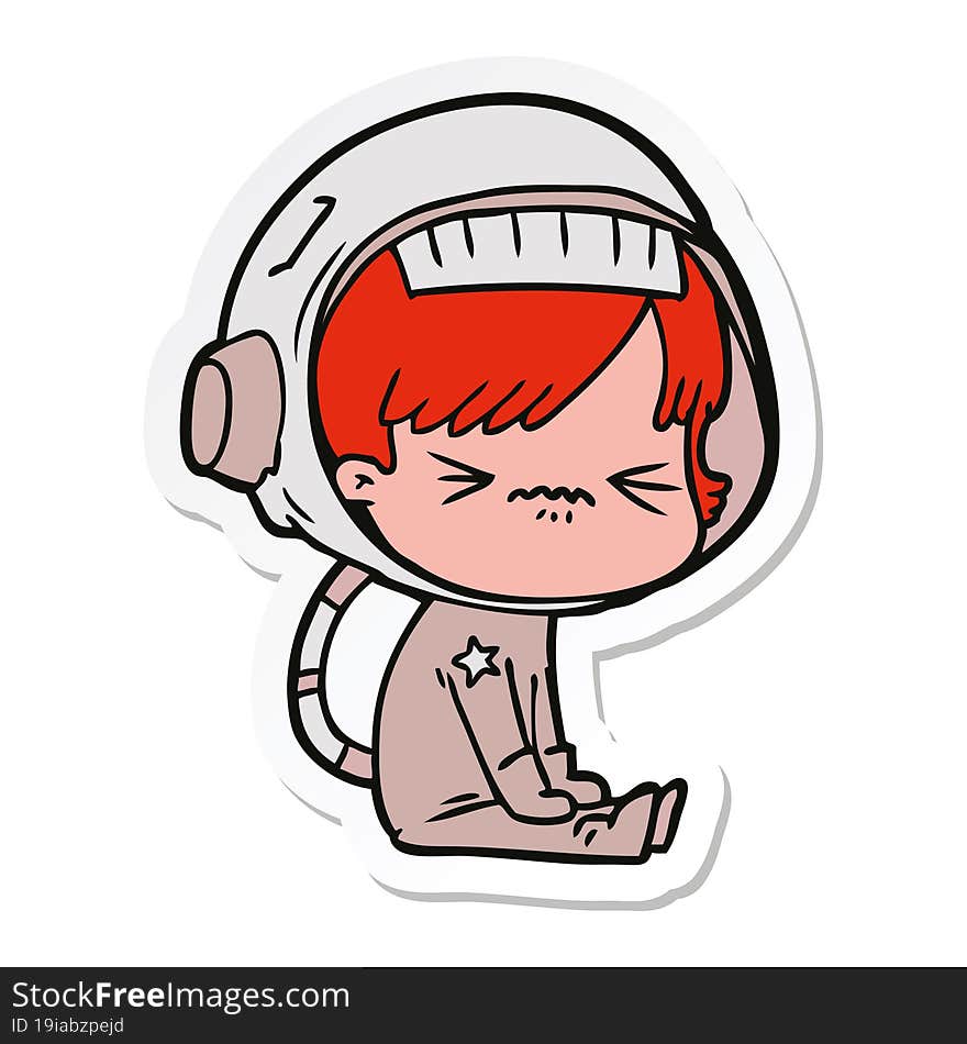 sticker of a cartoon astronaut woman