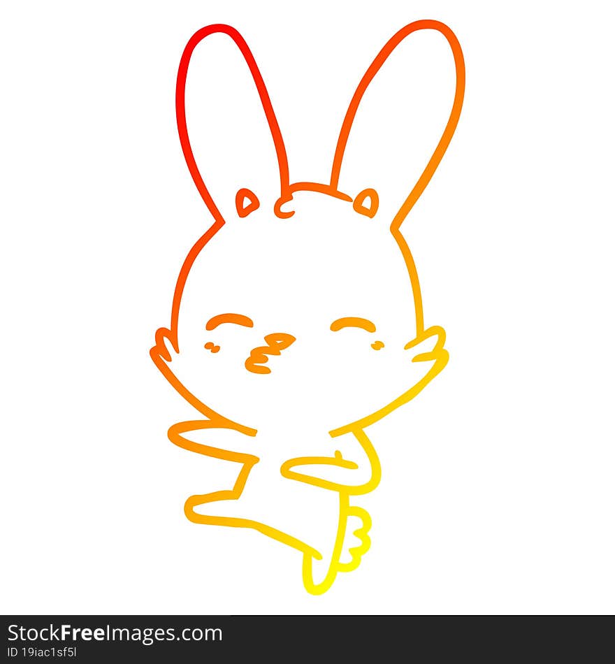 Warm Gradient Line Drawing Curious Bunny Cartoon