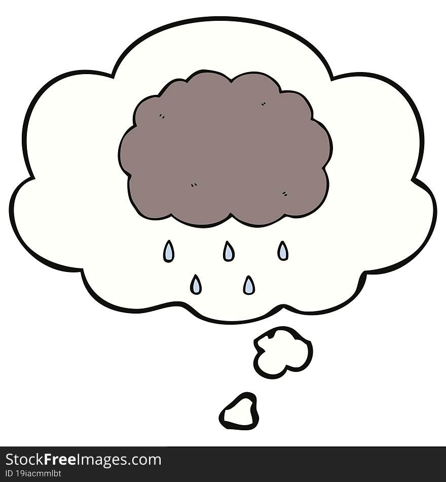 Cartoon Cloud Raining And Thought Bubble