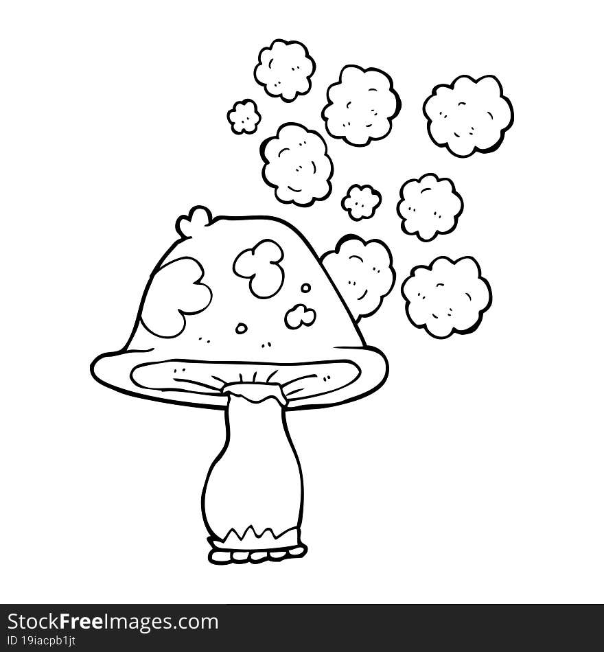 black and white cartoon mushroom