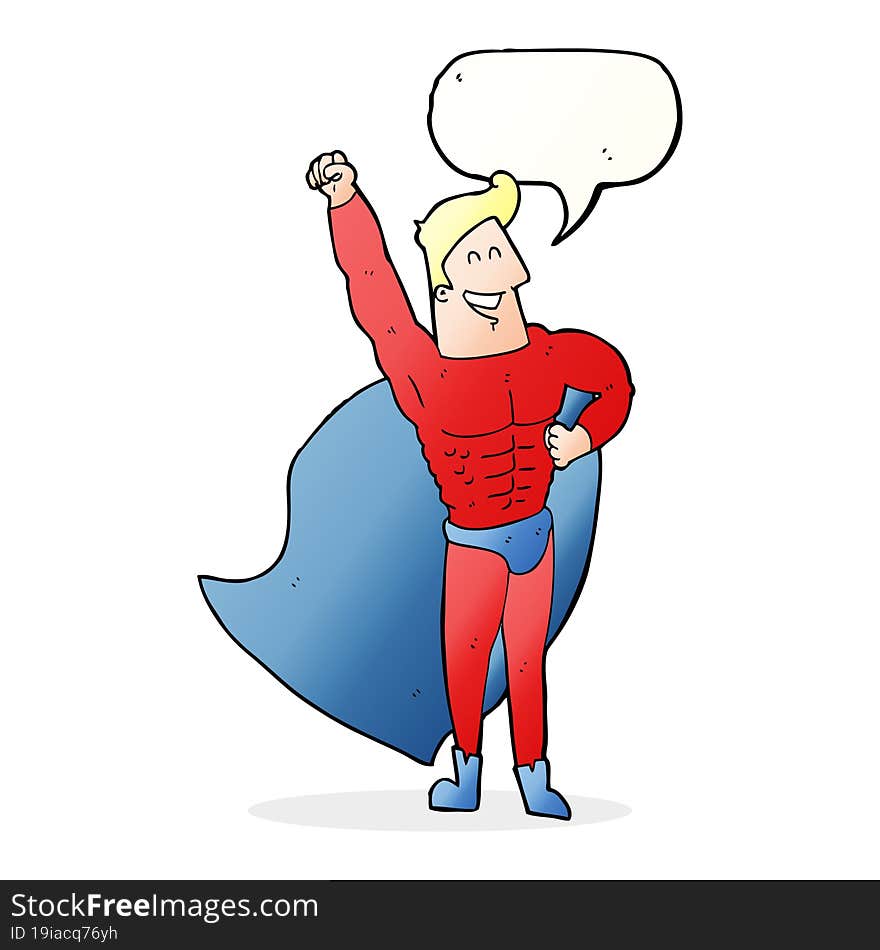 Cartoon Superhero With Speech Bubble