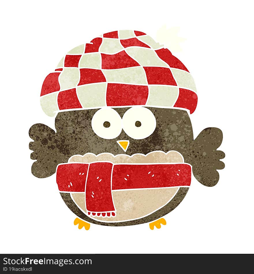 retro cartoon cute owl