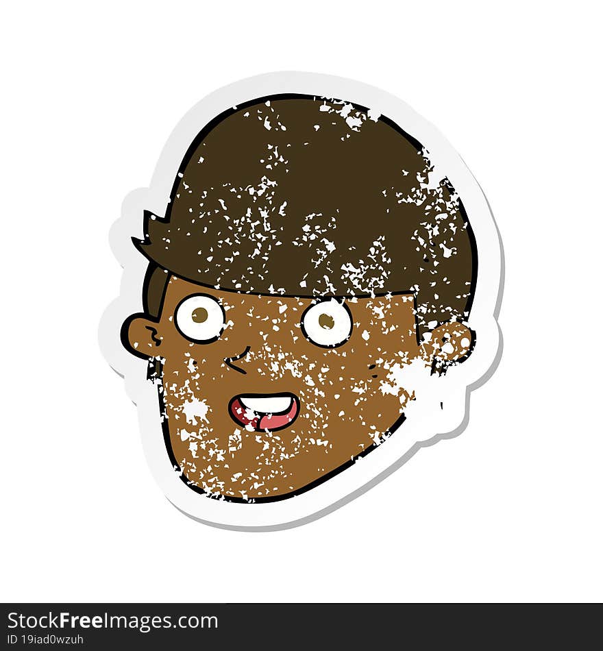 retro distressed sticker of a cartoon man with big chin