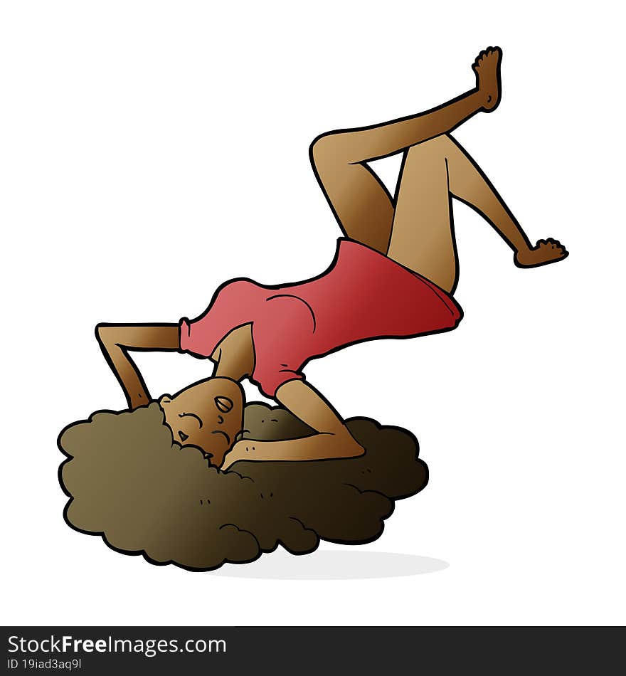 Cartoon Woman Lying On Floor