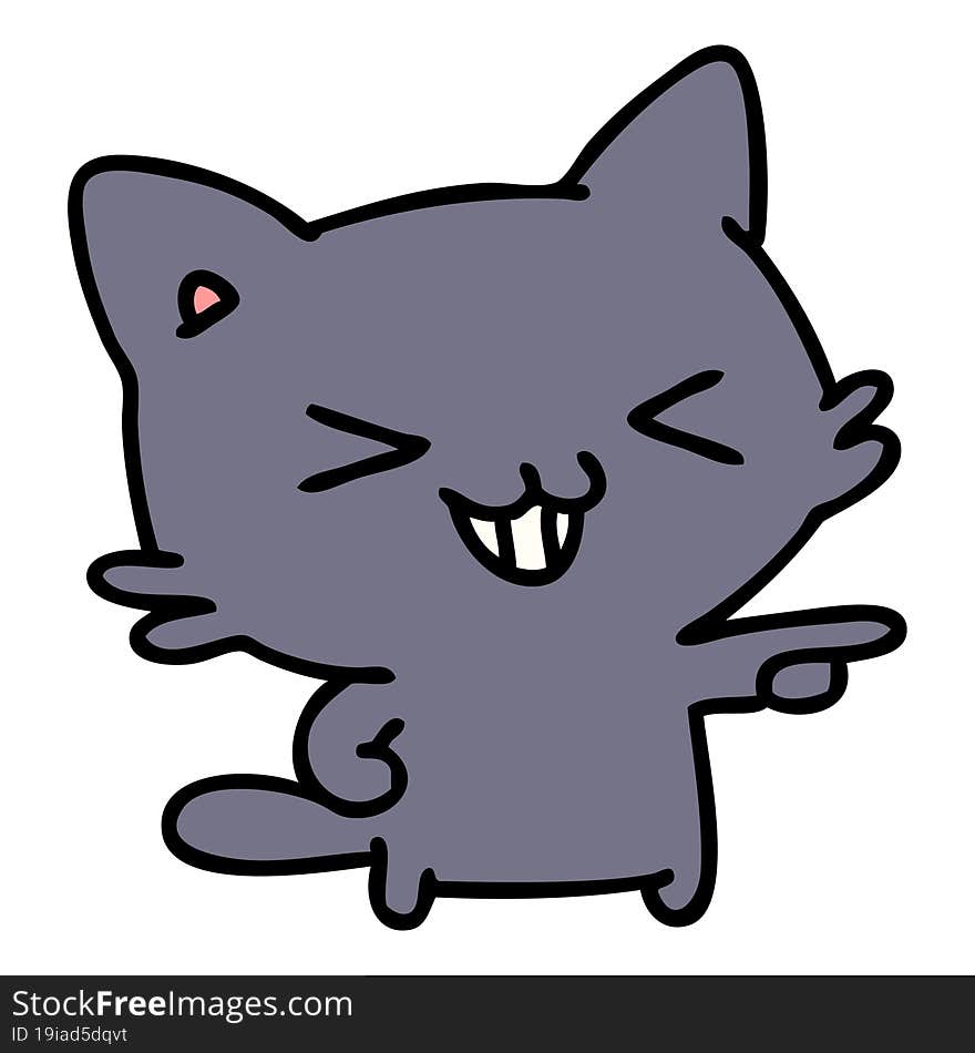 cartoon of a cat pointing and laughing