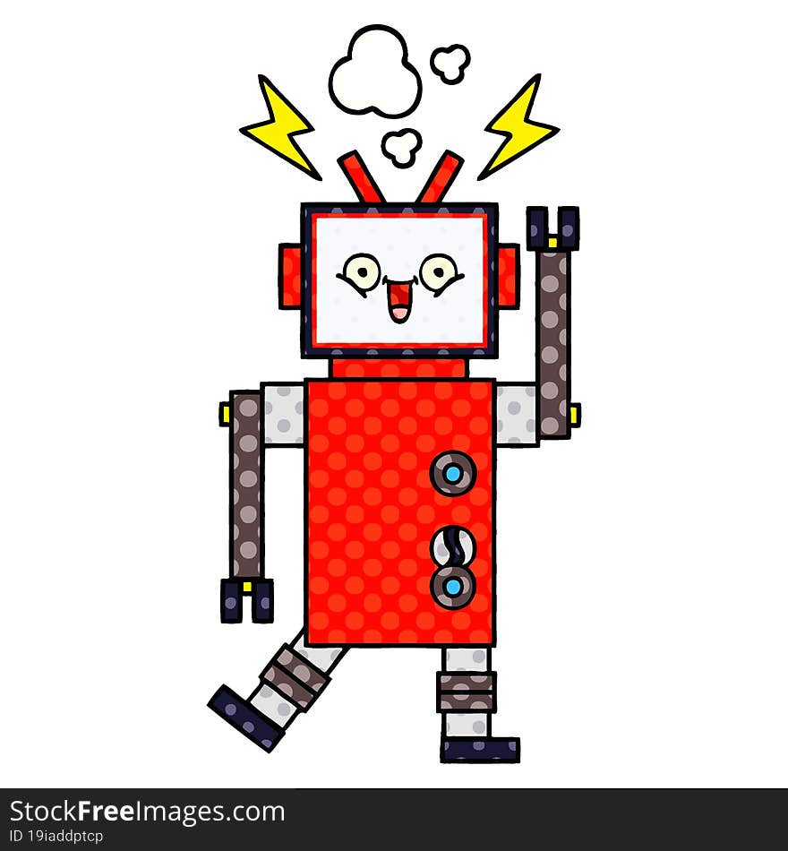 comic book style cartoon of a robot