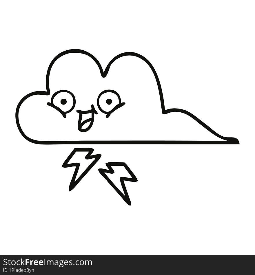 line drawing cartoon of a storm cloud