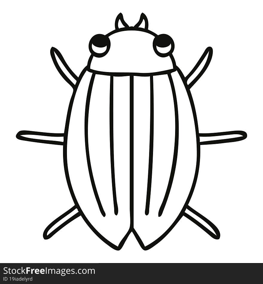 line drawing quirky cartoon beetle. line drawing quirky cartoon beetle