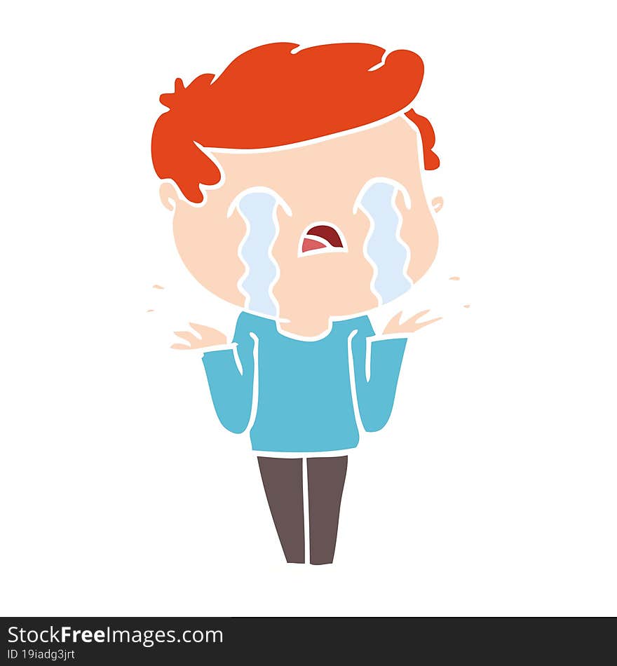 flat color style cartoon man crying