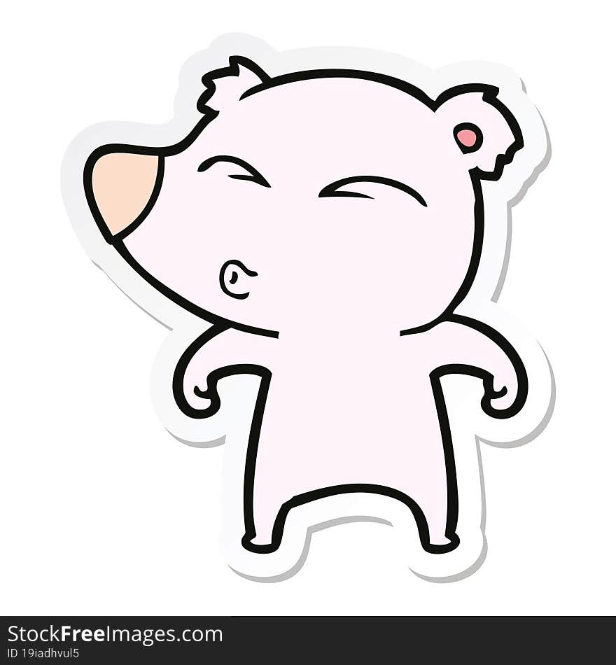 Sticker Of A Cartoon Whistling Bear