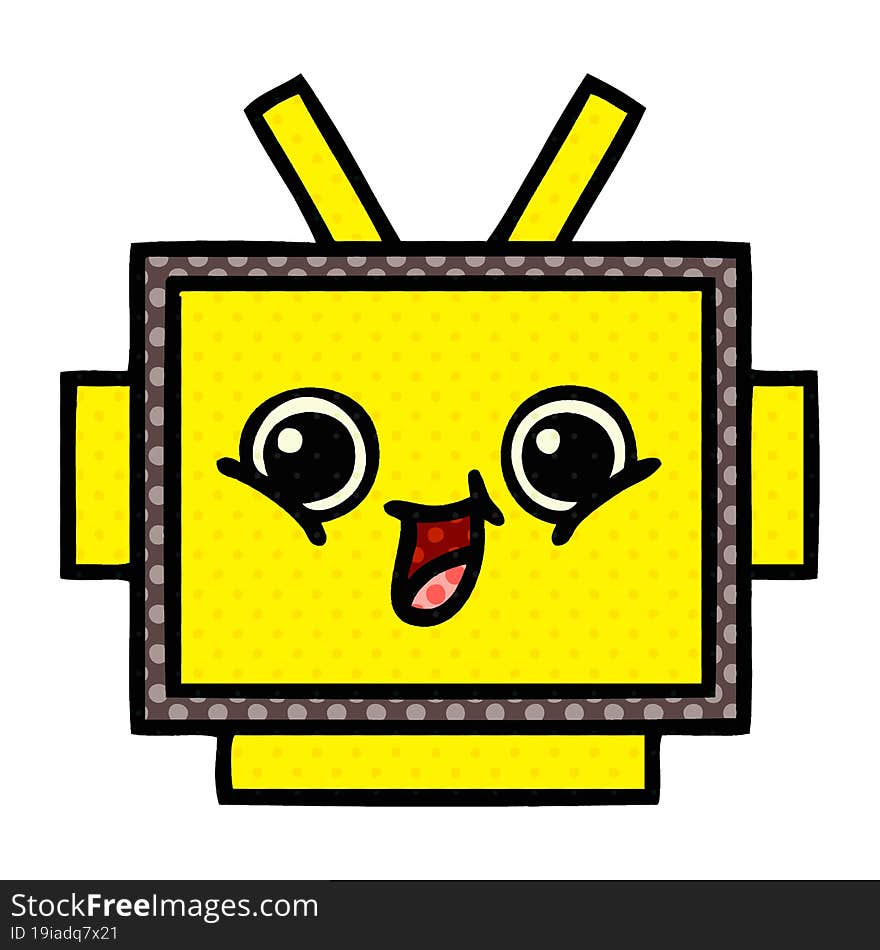 comic book style cartoon robot head