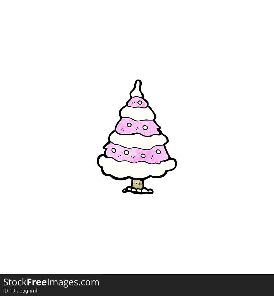 pink christmas tree cartoon