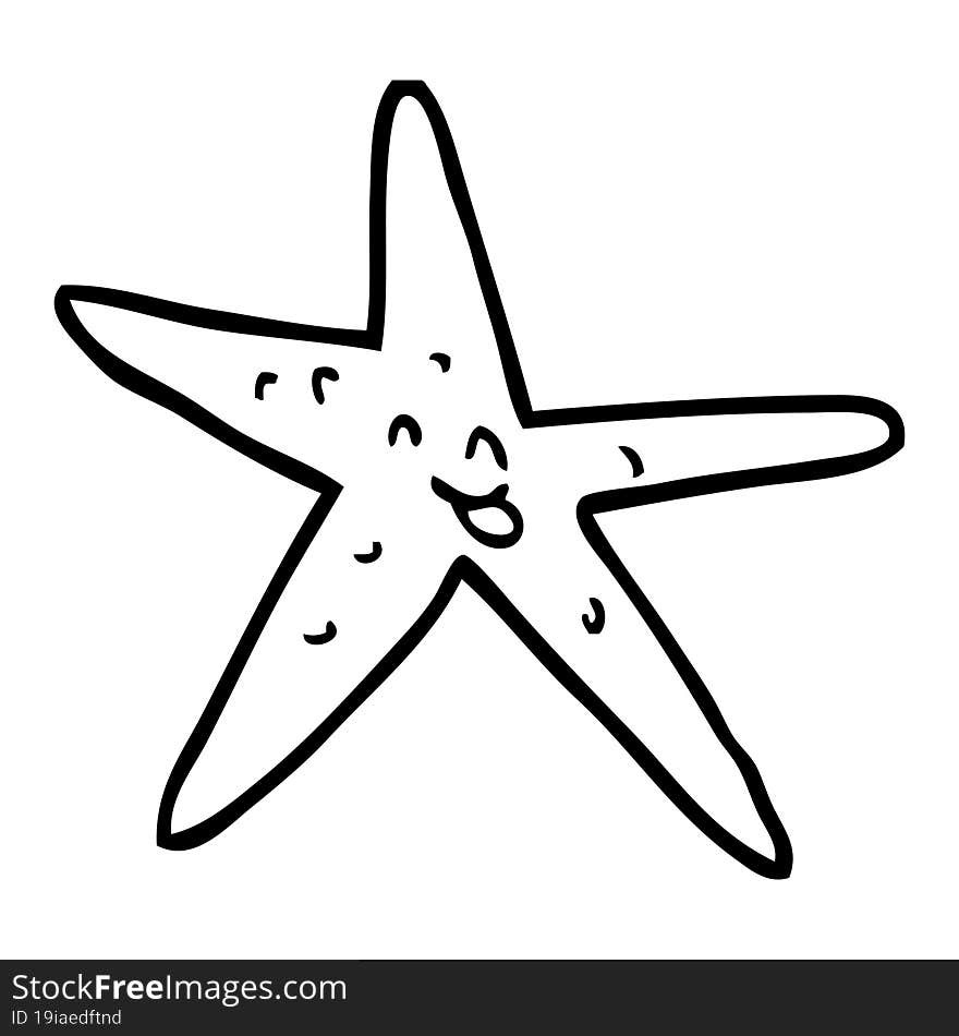 line drawing cartoon happy star fish