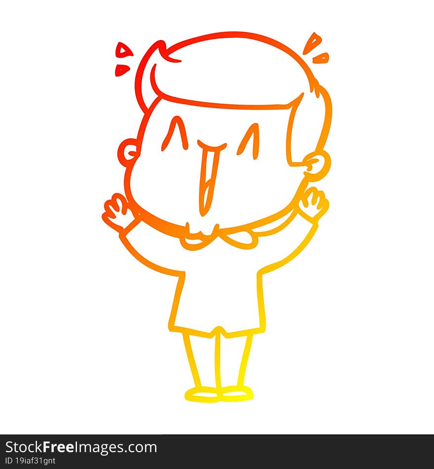 Warm Gradient Line Drawing Cartoon Excited Man