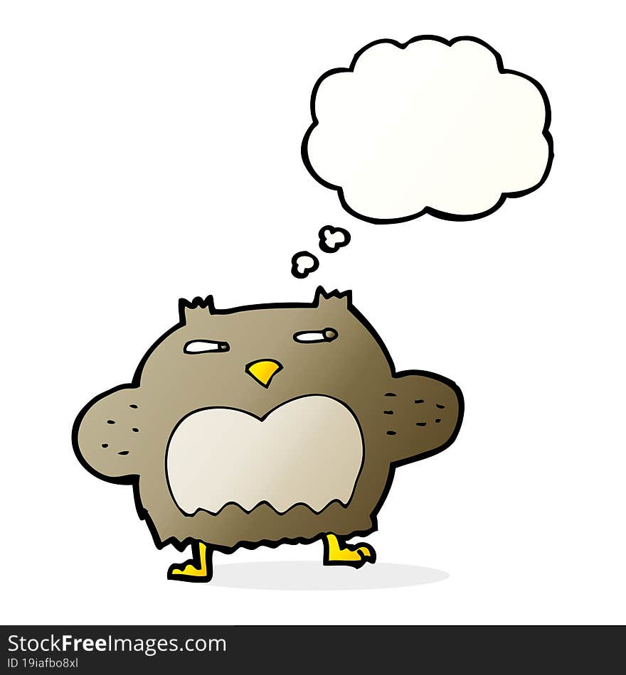 Cartoon Suspicious Owl With Thought Bubble