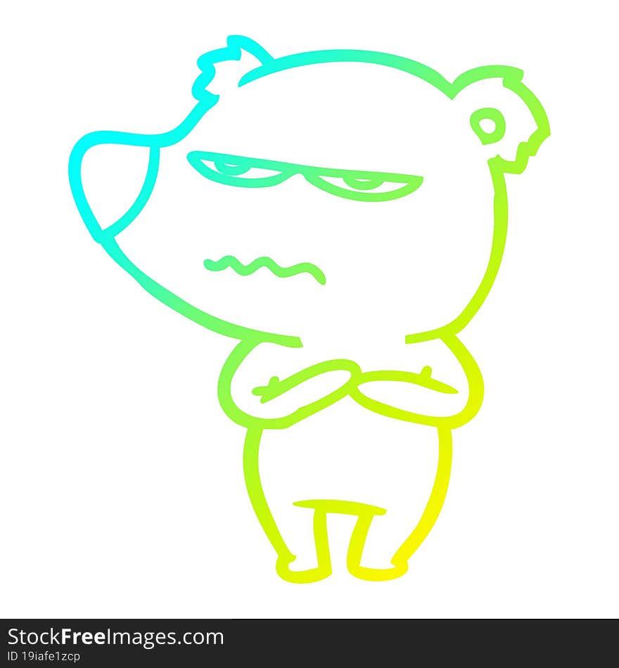 cold gradient line drawing angry bear cartoon