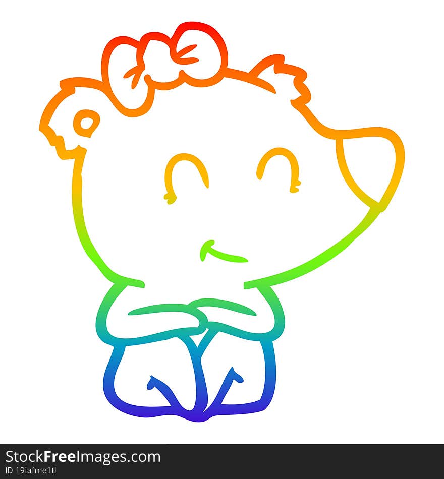 rainbow gradient line drawing female bear cartoon