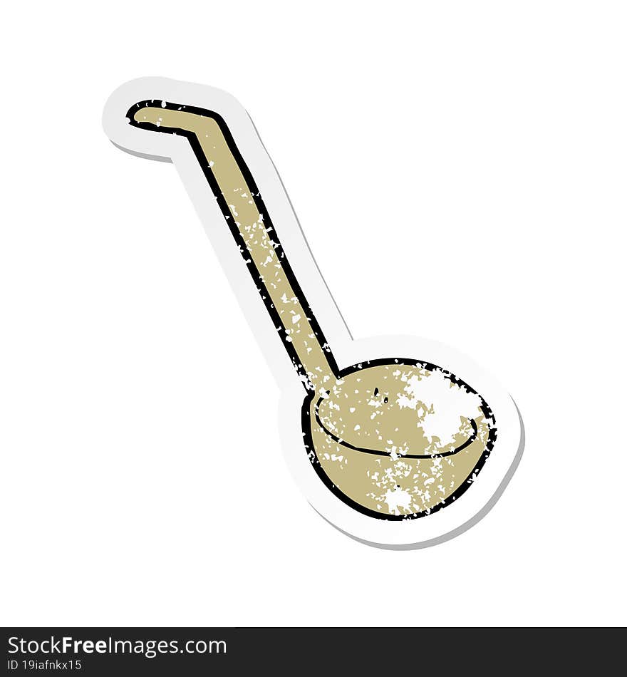 retro distressed sticker of a cartoon ladle