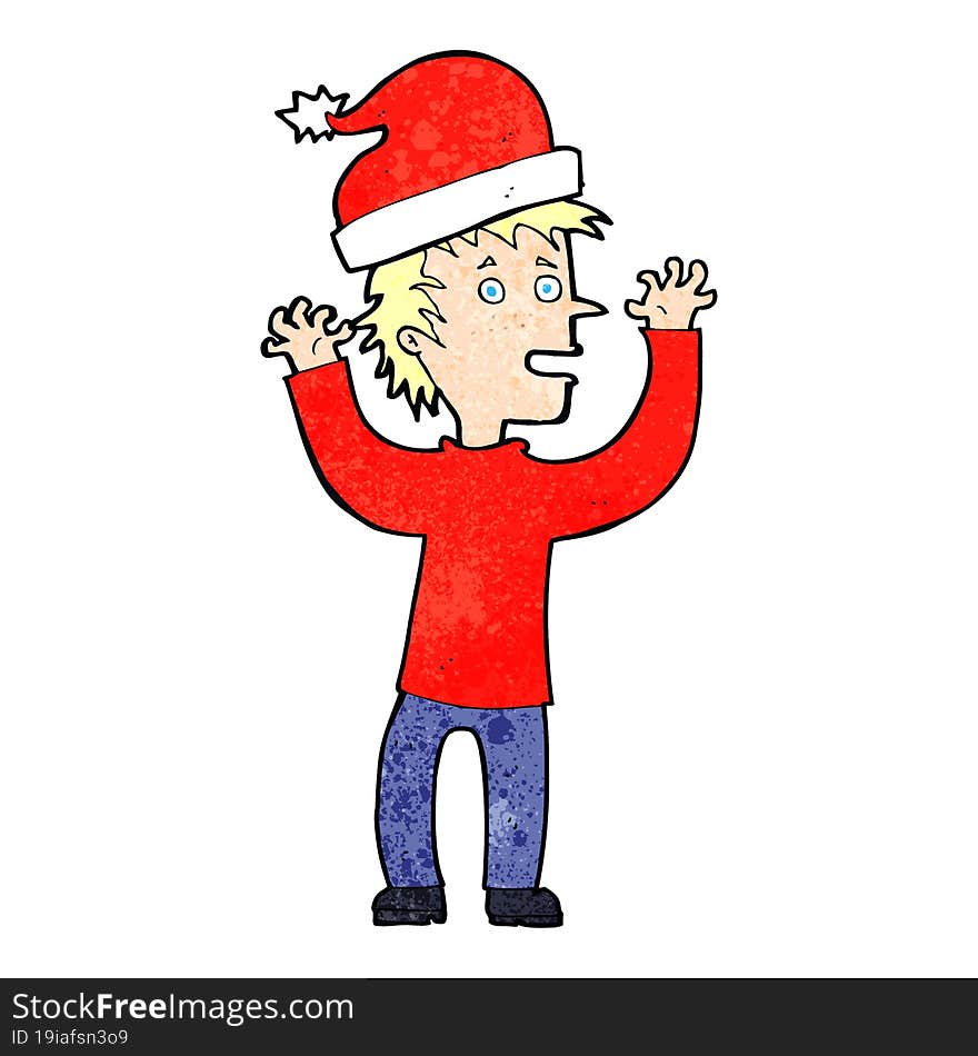 cartoon man getting ready for christmas. cartoon man getting ready for christmas