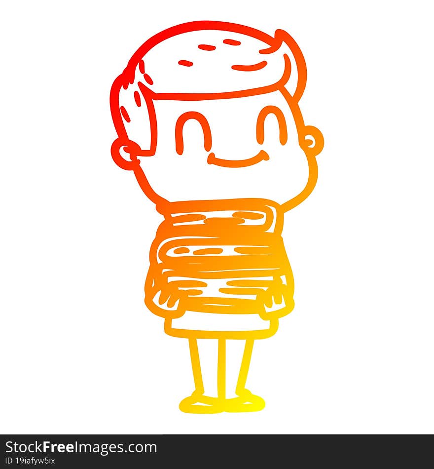 warm gradient line drawing of a cartoon friendly man