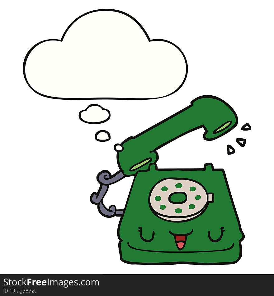 cute cartoon telephone and thought bubble