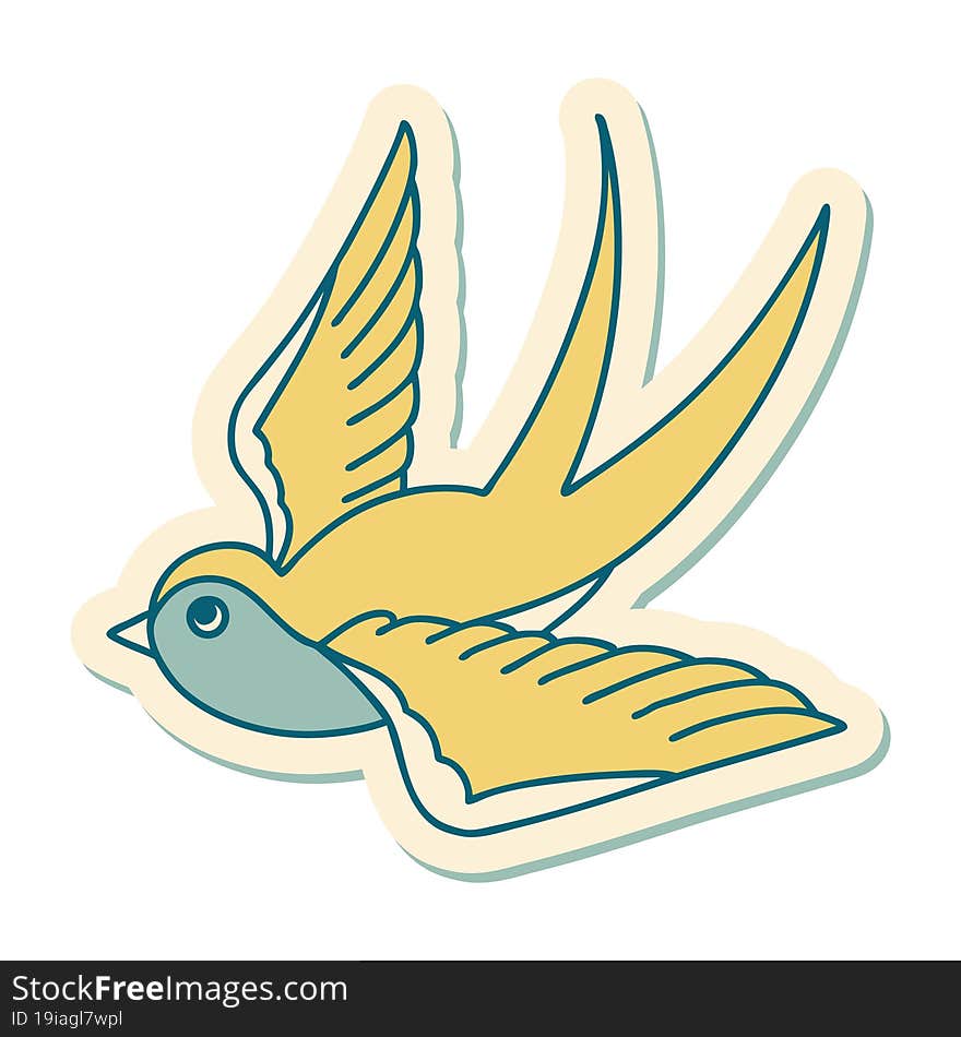 tattoo style sticker of a swallow