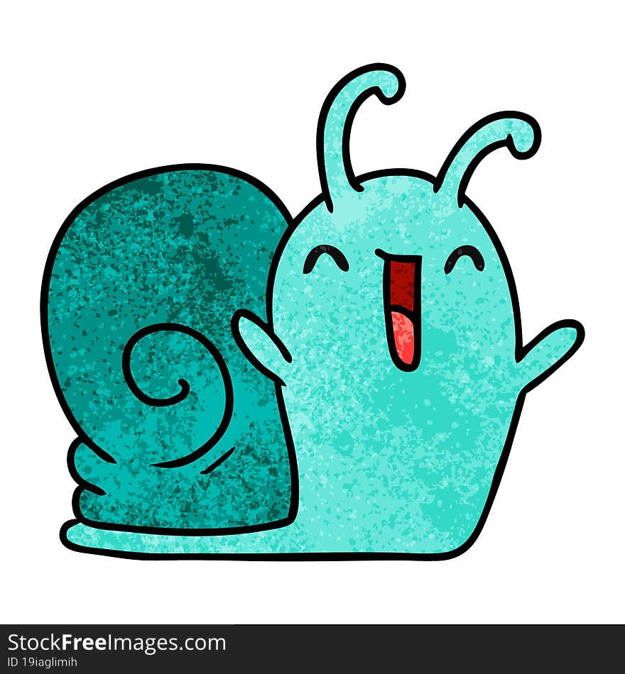 Textured Cartoon Kawaii Happy Cute Snail