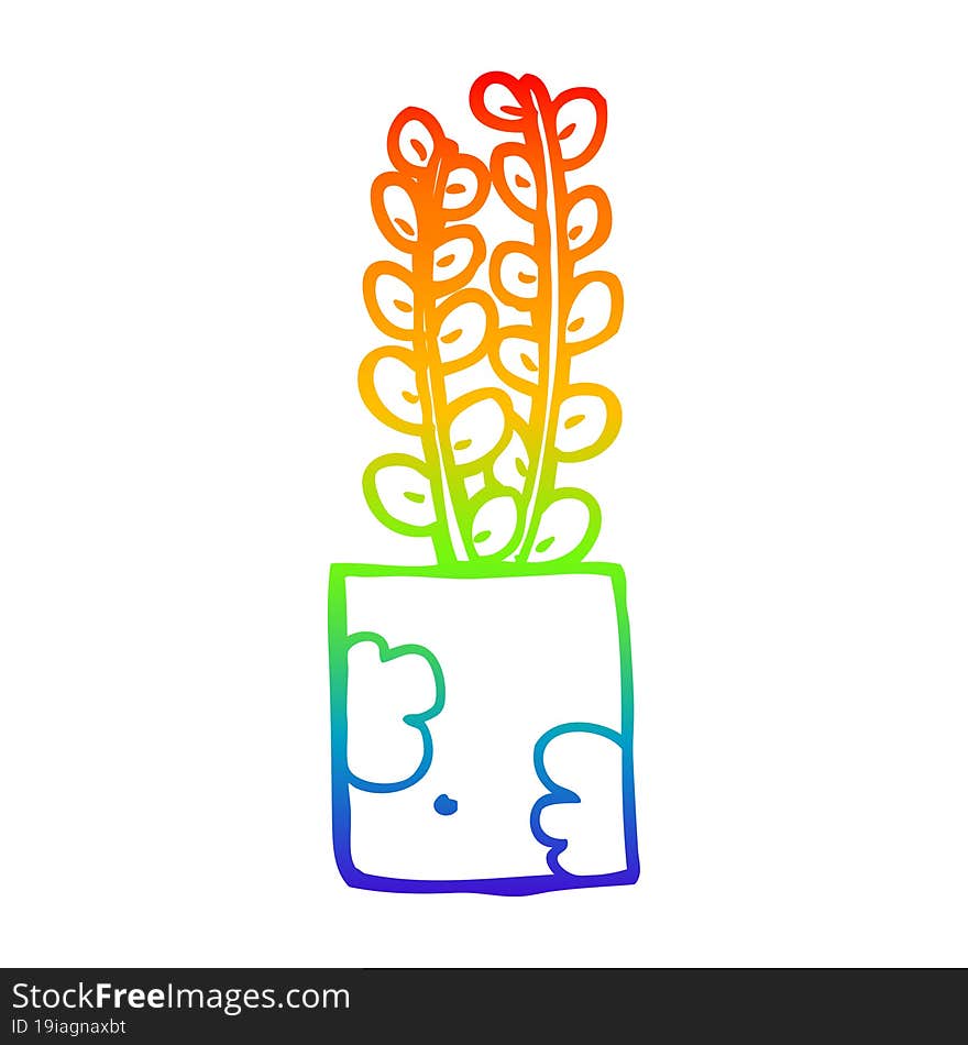 rainbow gradient line drawing cartoon plant