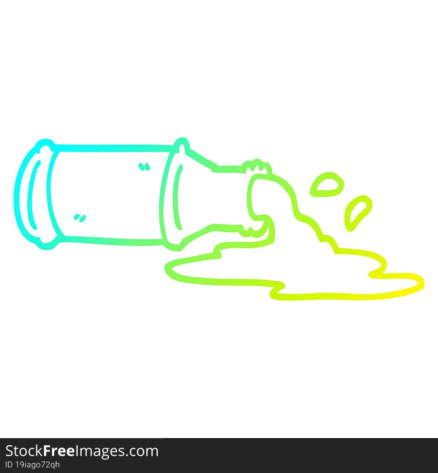 Cold Gradient Line Drawing Cartoon Spilled Beer