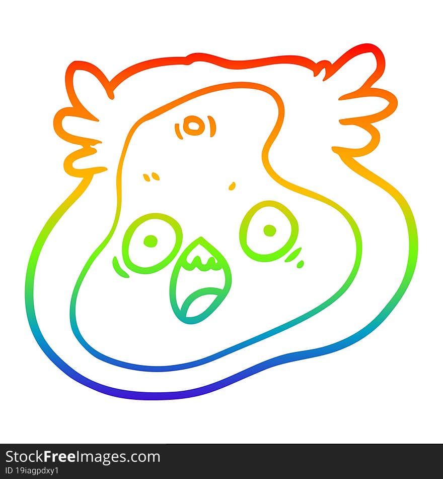 rainbow gradient line drawing of a cartoon germ