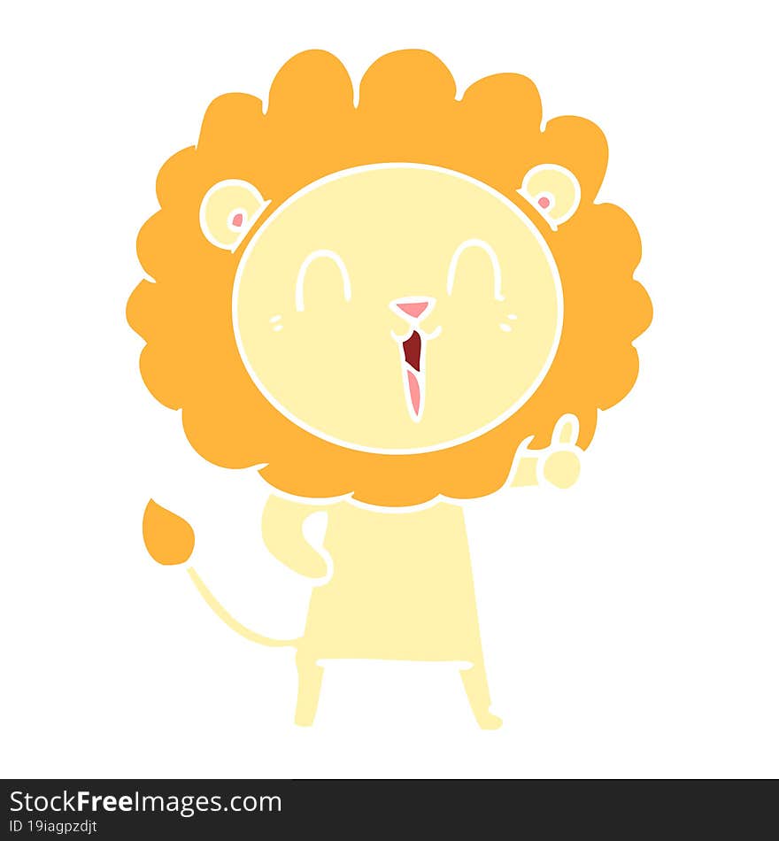 laughing lion flat color style cartoon