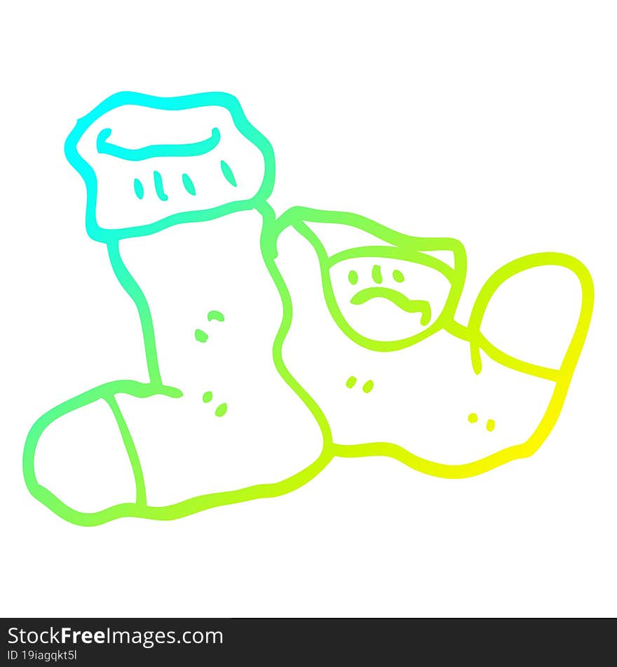 cold gradient line drawing cartoon socks