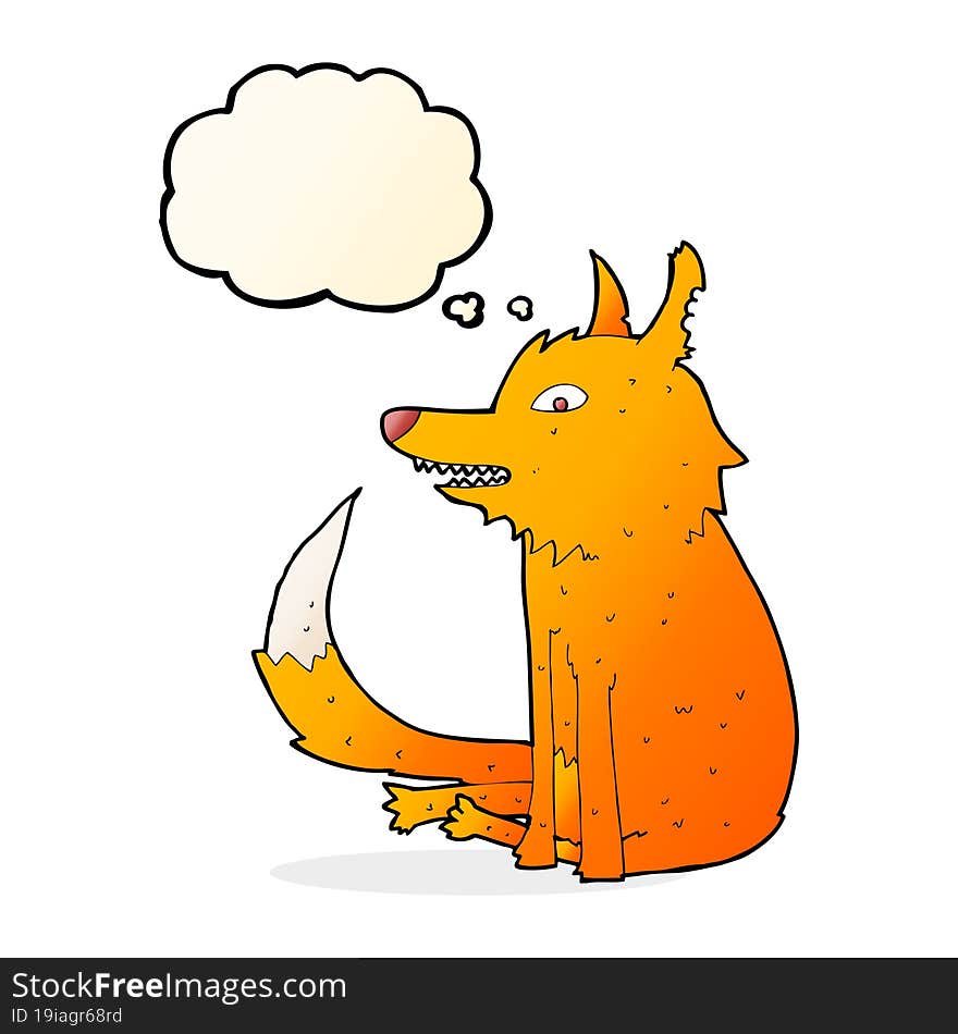 Cartoon Fox Sitting With Thought Bubble