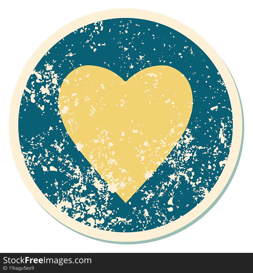 iconic distressed sticker tattoo style image of a heart. iconic distressed sticker tattoo style image of a heart